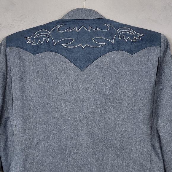 Circle S Jacket Mens 36R Gray Western Snap Front Embroidered Yoke Made USA - Picture 8 of 14